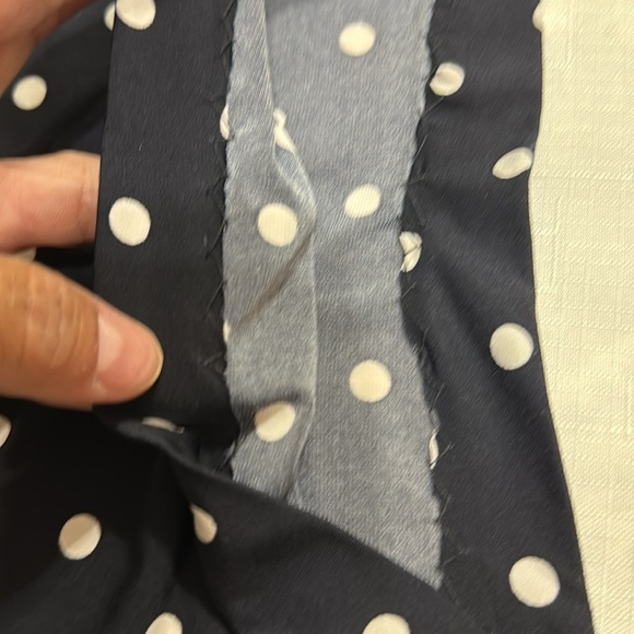 (H1)The Limited Navy Blue Polka Dot Zip Up Off Shoulder Wide Leg Jumpsuit,Size S - Picture 14 of 16